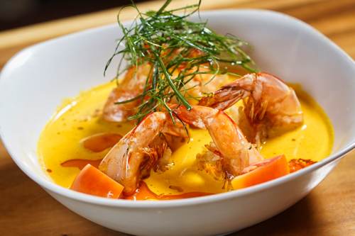 Dlicious bowl of coconut milk curry with Shrimp