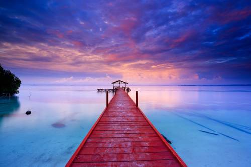 Jetty of Cove Eco Resort at Sunset, Yeben island, Raja Ampat