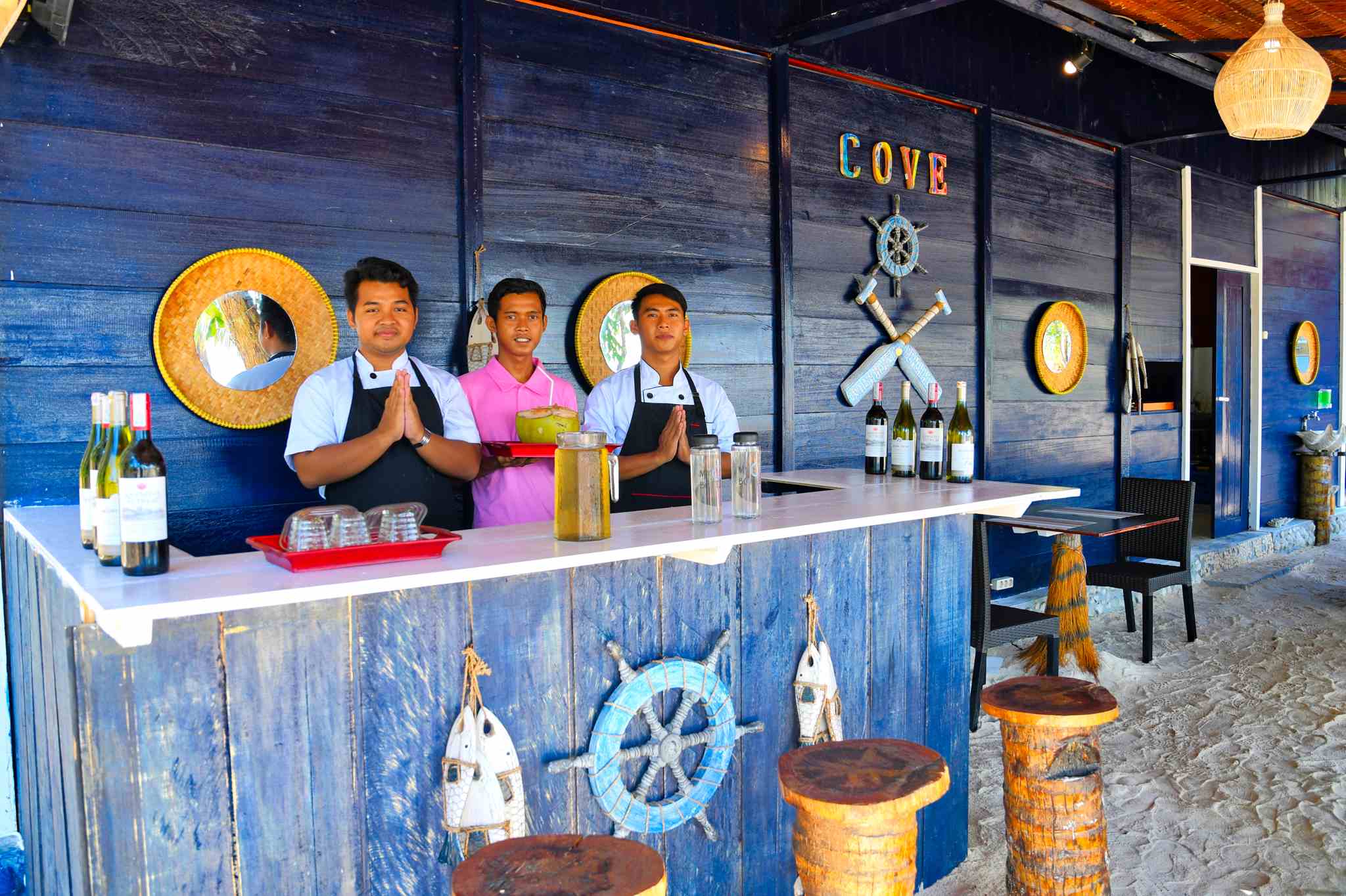 Restaurant team with chef of Cove Eco Resort, Yeben Island, Raja Ampat